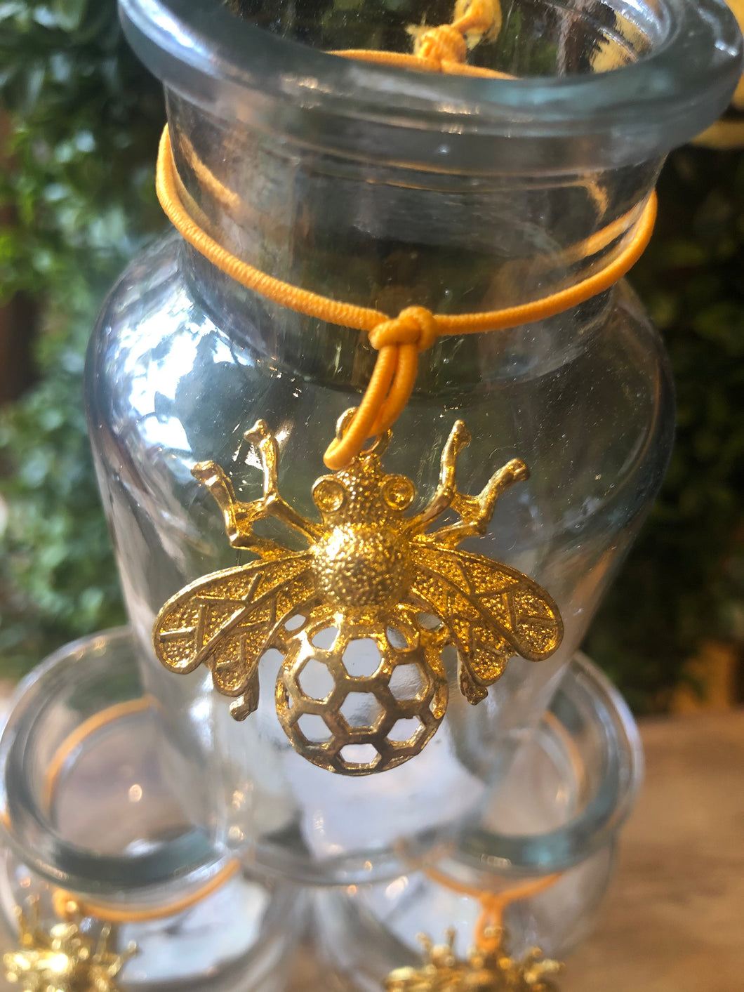 Glass Mini Bottle Vase With Gold Bee Charm