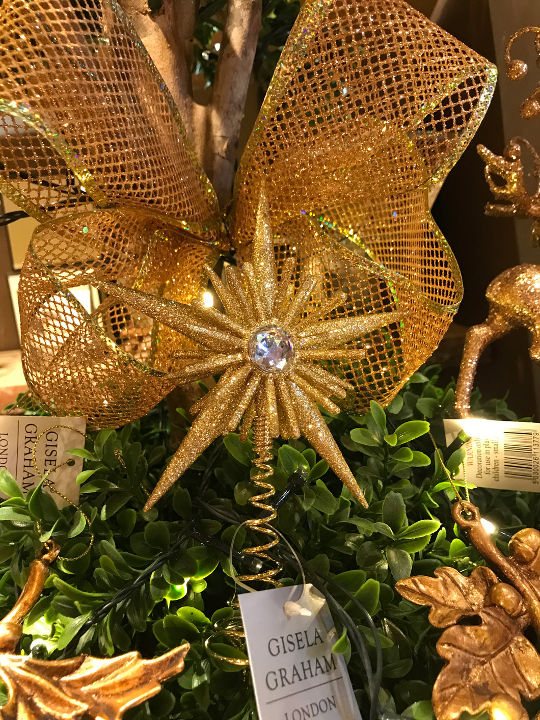 Gold Glitter, Jewel Mini Tree Top Star 15cm