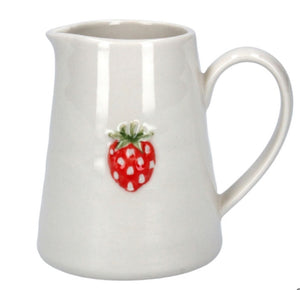 Strawberry Ceramic Embossed Stoneware Mini Jug