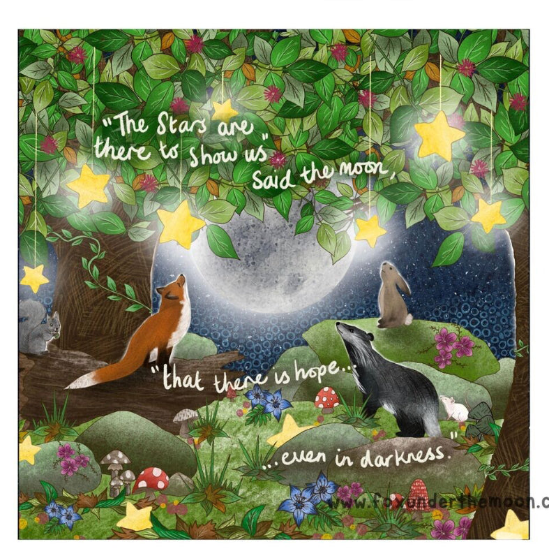 Counting Stars’ Fox Under The Moon - Greeting Cards