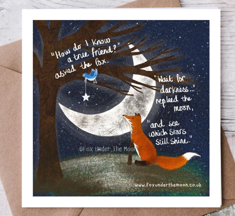 True Friends- Fox Under The Moon - Greeting Cards