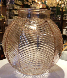 Pink Glass leaf ball vase