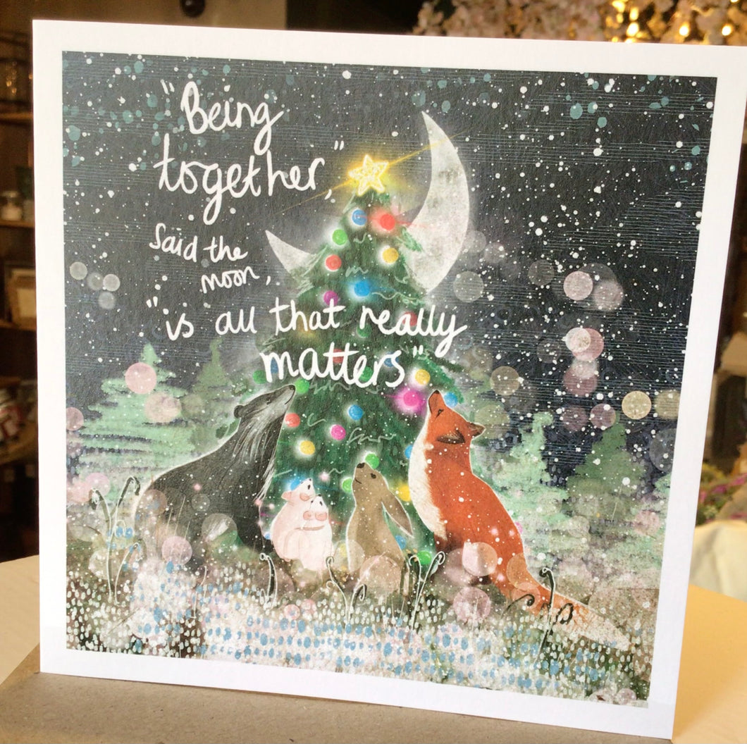 Being Together~ Fox Under The Moon - Greeting Cards