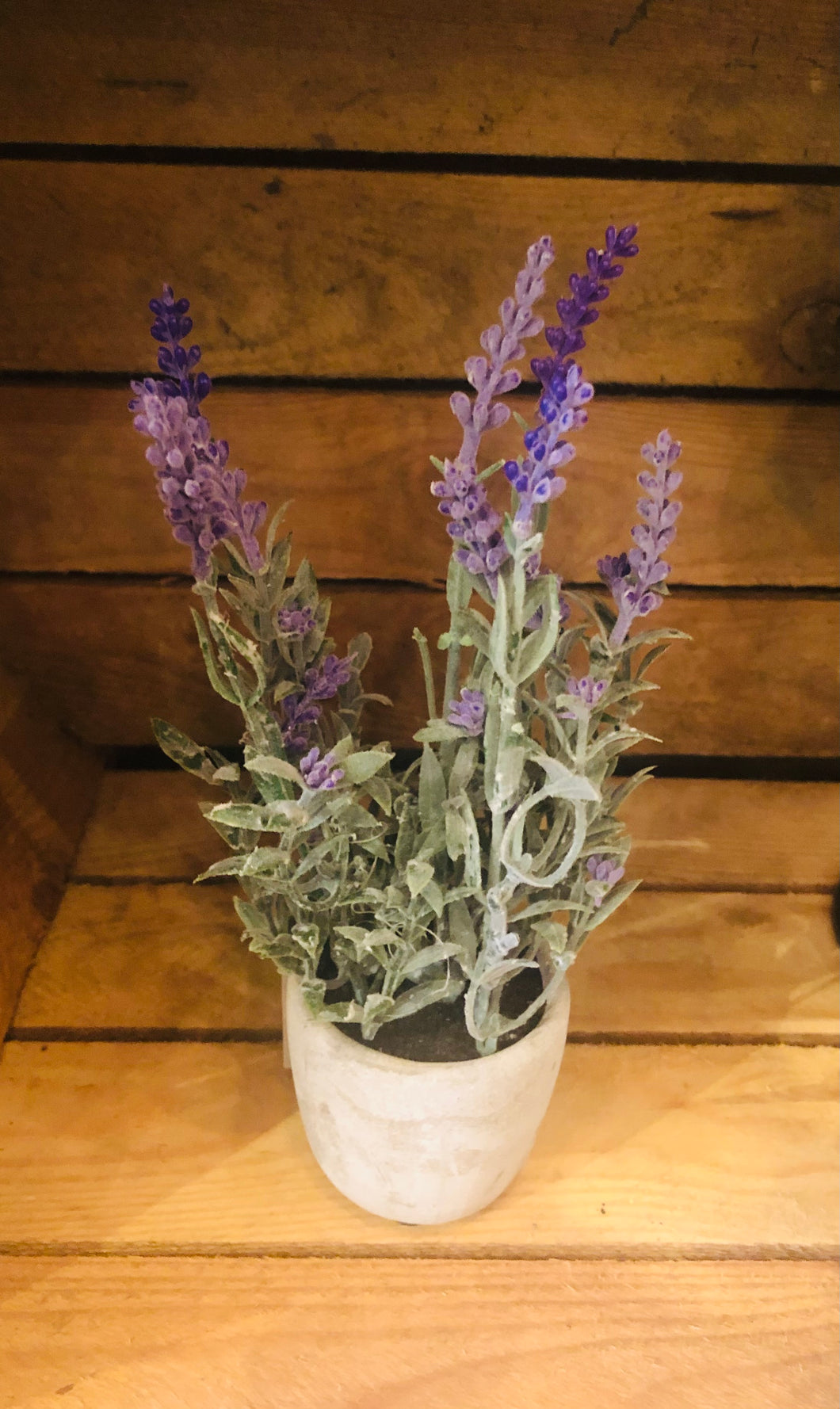 Faux Lavender in Stone Effect Pot