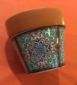 Mosaic Green and Blue ceramic plant pot