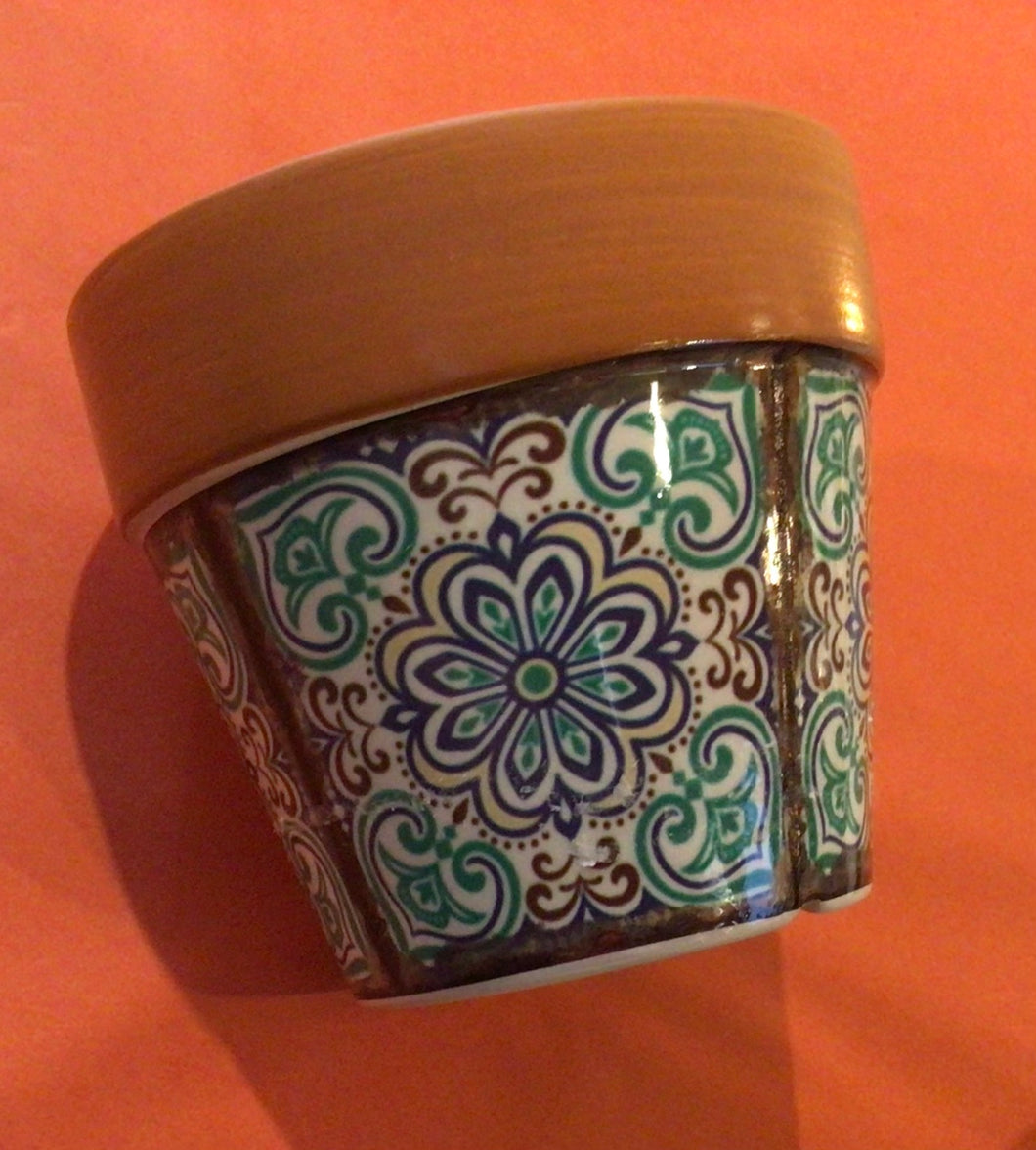 Mosaic Green and Blue ceramic plant pot