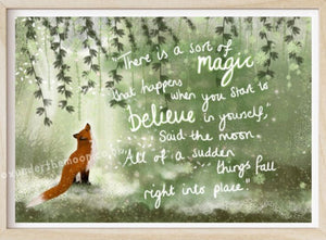 Believe - Fox Under The Moon - A4 Size