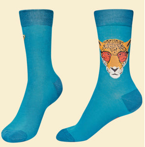 Men's Shady Jaguar Socks - Teal - Powder