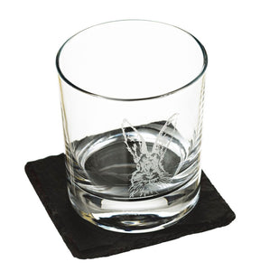 Hare Engraved Glass Tumbler with Slate Coaster Gift Set