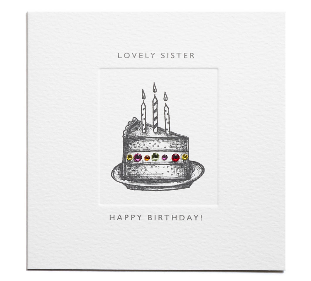 Lovely Sister - Happy Birthday - Mini Crystals  Greetings Card