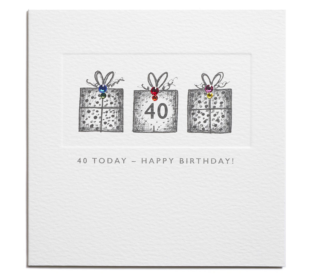 40 Today - Happy Birthday - Mini Crystals  Greetings Card