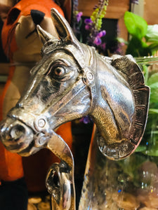 Large Pewter Horse Glass Jug