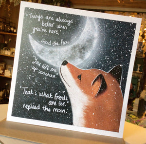 Lift me up- Fox Under The Moon - Greeting Cards