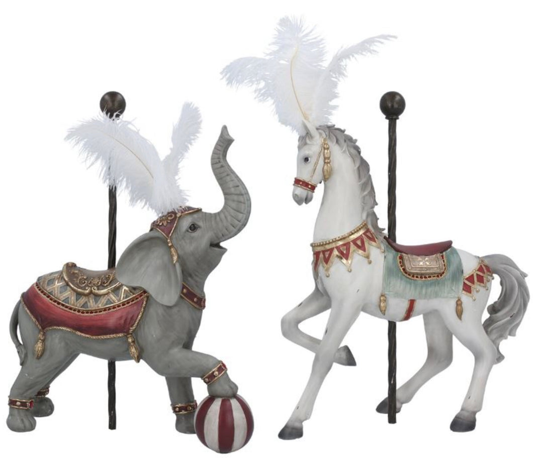 Resin Circus Elephant or Horse Statues