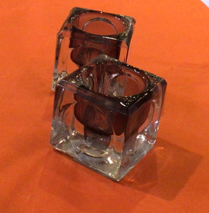 Cube Grey Glass T-lite holder