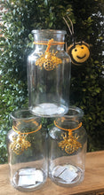 Load image into Gallery viewer, Glass Mini Bottle Vase With Gold Bee Charm
