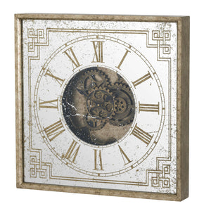 Mirrored Square Framed Clock With Moving Mechanism