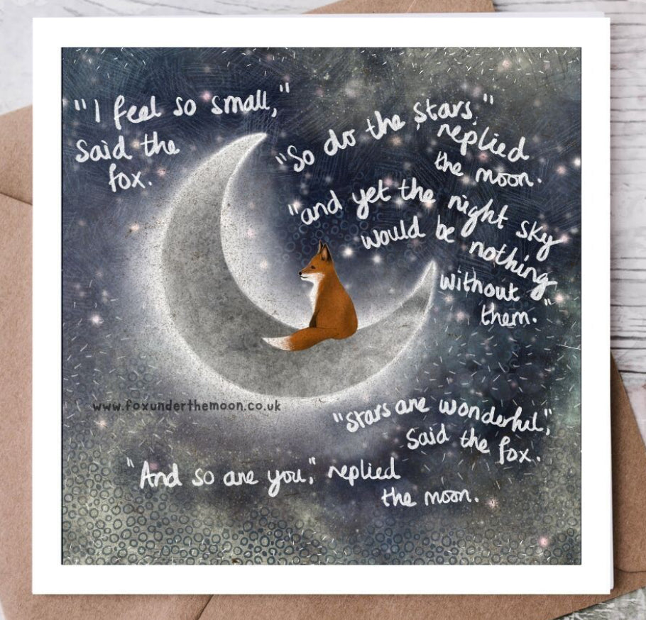 Small- Fox Under The Moon - Greeting Cards
