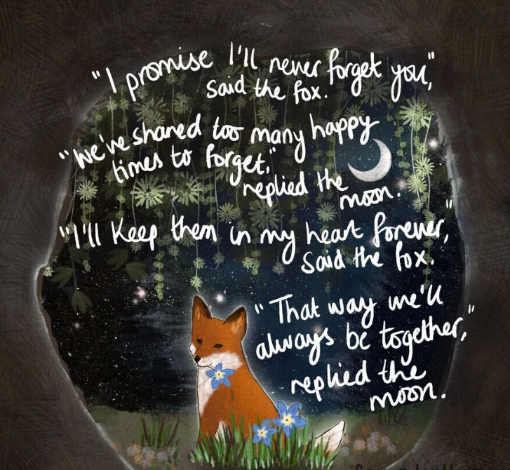 Forget Me Not- Fox Under The Moon - Greeting Cards