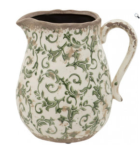 Green floral jug