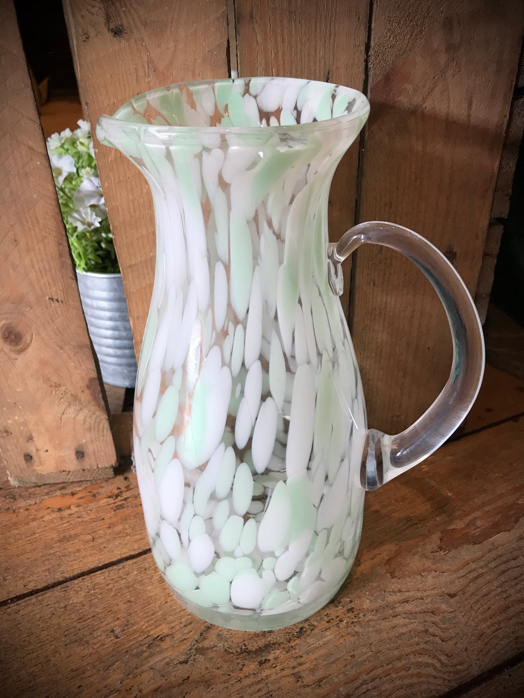 Marble Pattern Green / White Glass Water Jug