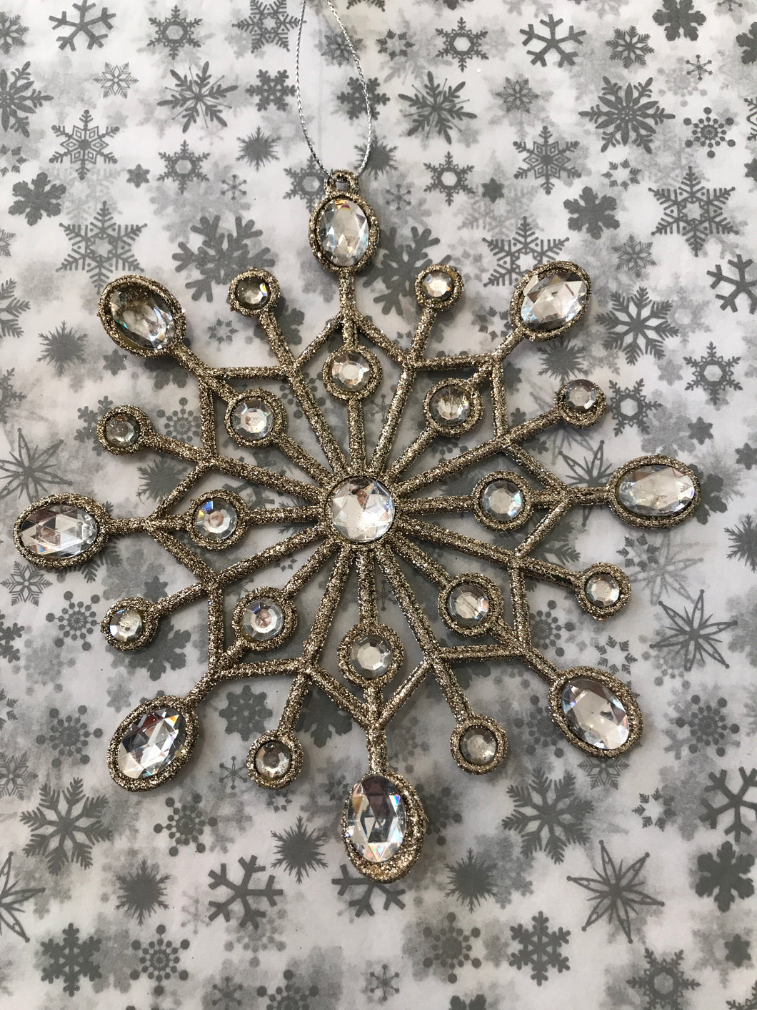 Gold Glitter Diamante Snowflake Decoration