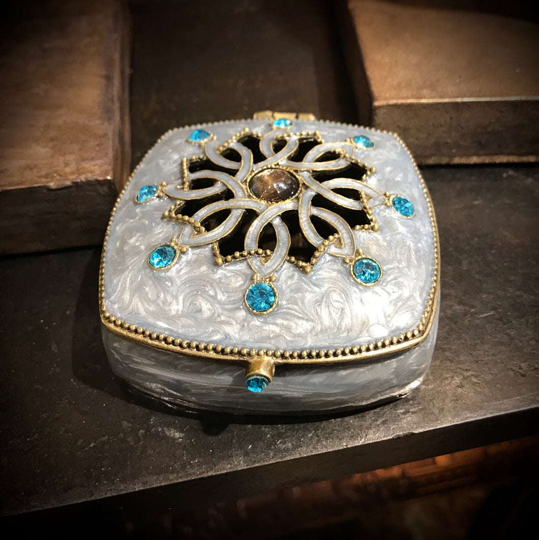 Sky Blue Jewelled Trinket Box