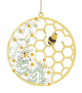 Wooden Honeycomb with Daisy/Bee