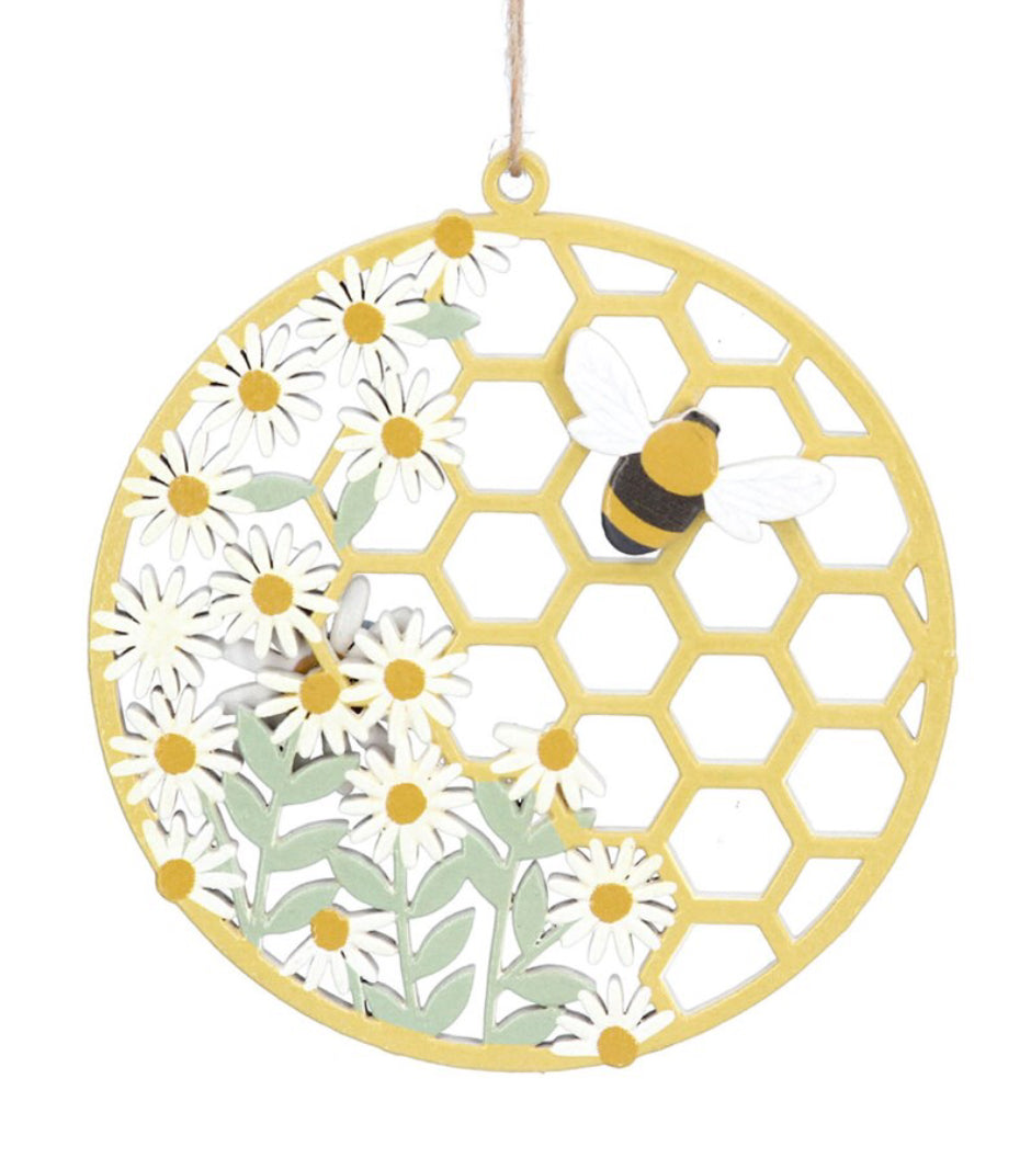 Wooden Honeycomb with Daisy/Bee