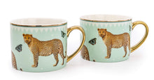 Load image into Gallery viewer, Set of 2 Leopard Pale Green Mug with Gold Handle

