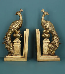 Gold Resin Peacock on Plinth Bookend’s