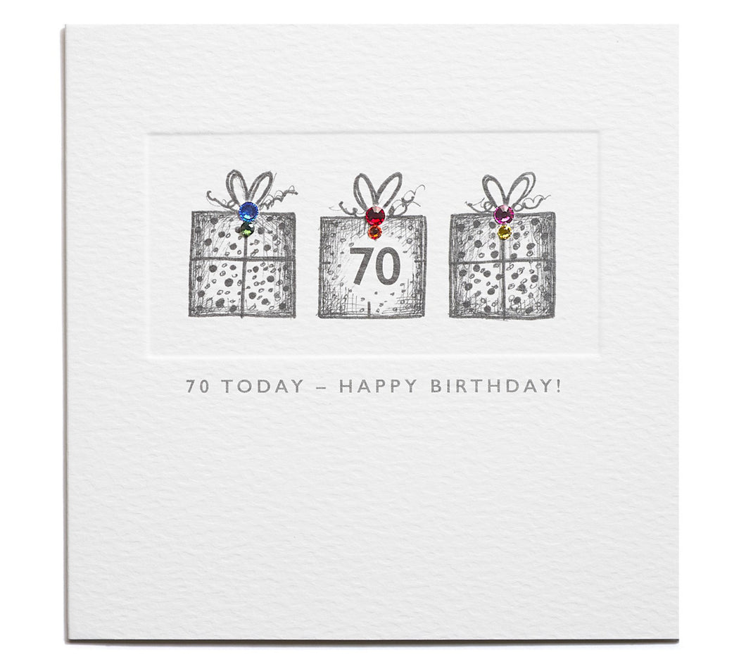 70 Today - Happy Birthday - Mini Crystals  Greetings Card