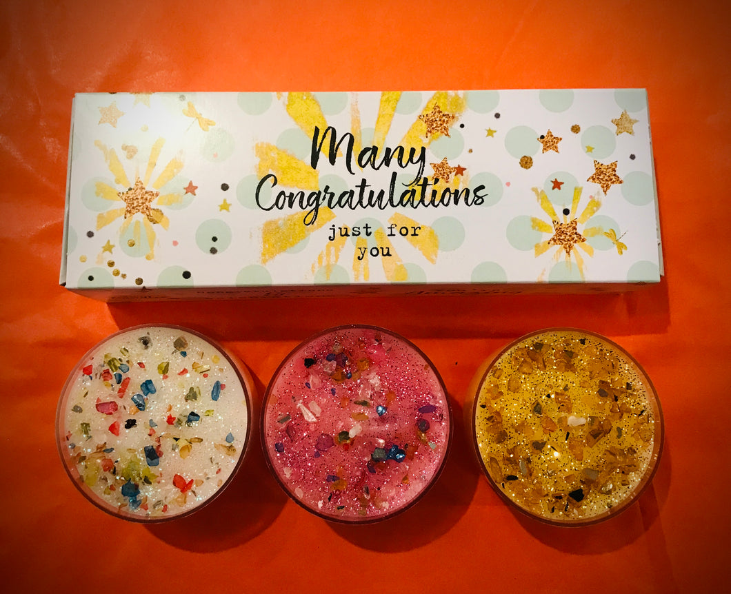 Set of 3 Luxury Many Congratulations Candles