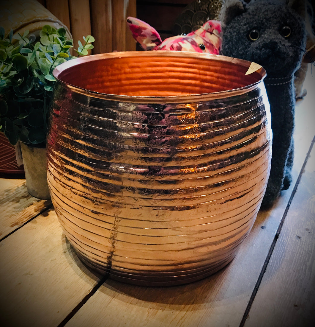 Pot Cover 19cm - Copper Hammered Tub