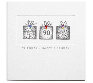 90 Today - Happy Birthday  - Mini Crystals  Greetings Card