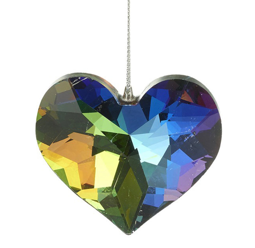 Large Colourful Glass Hanging Heart