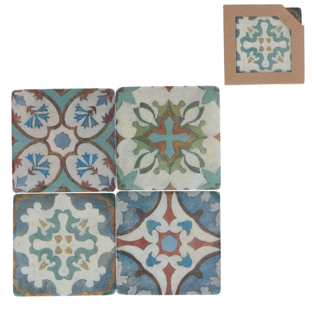 Set of 4 Period Mosaic Design Coasters