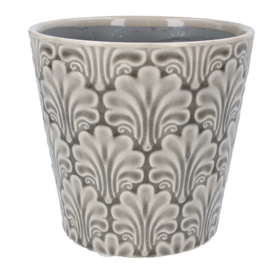 Light Grey Fans Ceramic Pot Cover