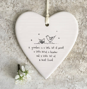 A Grandma Is A Little Bit Of Parent - Porcelain Heart Hanger