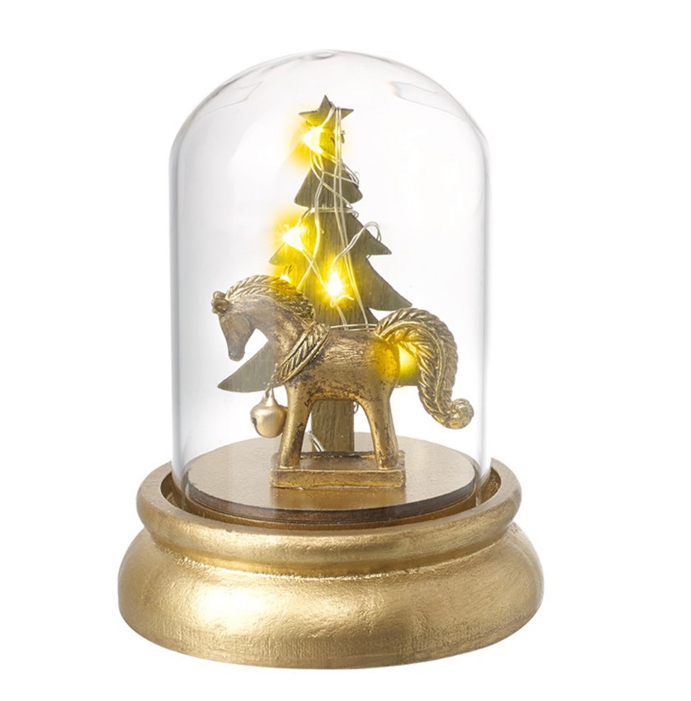 Regal Pony and Tree Light up Glass Dome