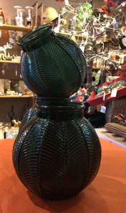 Emerald Green Glass Leaf Ball Vase