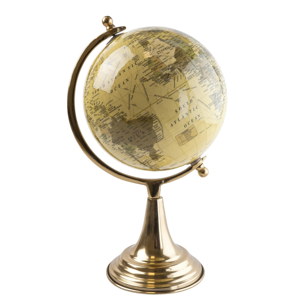 Large Globe on Metal Stand Cream and Gold 37cm