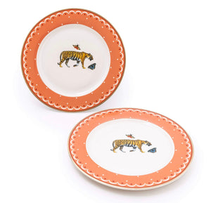 Set of 2 Tiger Peach Side Plates In Gift Box