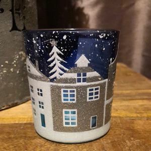 Christmas T-light house and snow scene