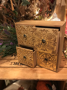 Square Gold Wooden Drawers